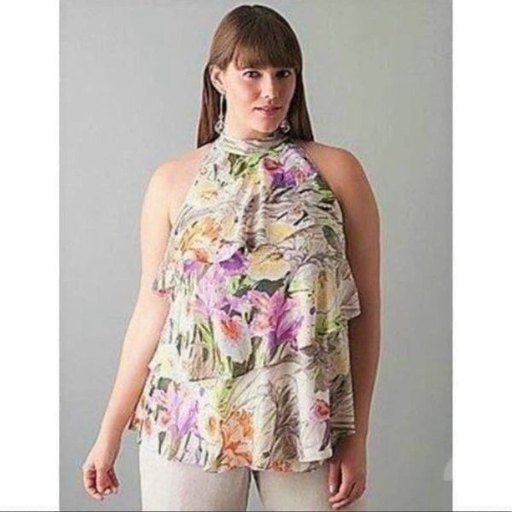 Lane Bryant Goddess Halter Rufffle Tiered‎ Top-26/28